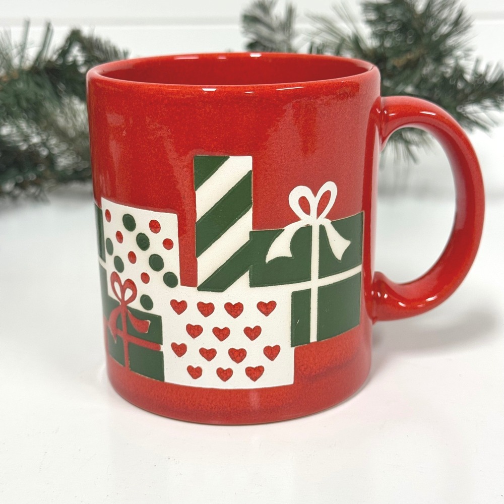 Waechtersbach Christmas Mug Red Gift Boxes West Germany Vintage Coffee Cup